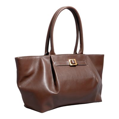 Bolsa Grande Couro Floater Marrom Dark Alça Ombro