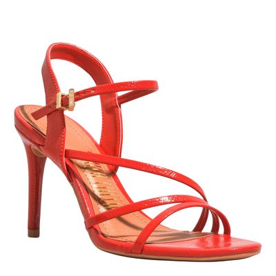 Sandália Verniz Show Vermelha Salto Alto Fino