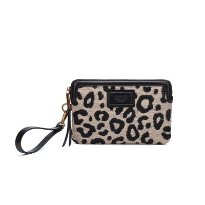 Clutch Tramado Estampa Animal Print Onça Alça de Mão