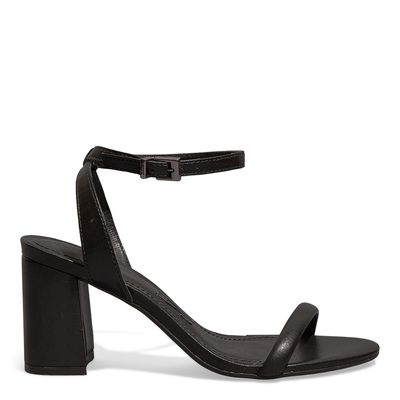 Sandália Napa Soft Preta Salto Grosso