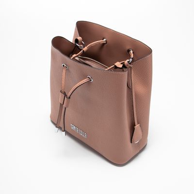 Bolsa Bucket Bag Metal Marrom
