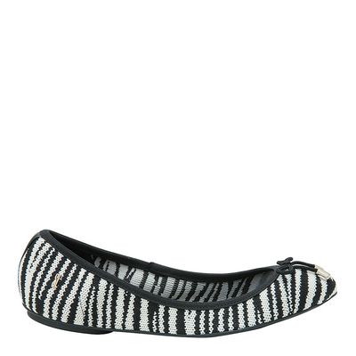 Sapatilha Knit Laço Listrado Preto e Branco