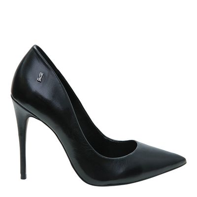 Scarpin Couro Salto Alto Preto