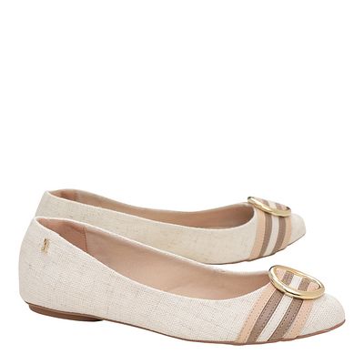 Sapatilha em Linho Listras Off White