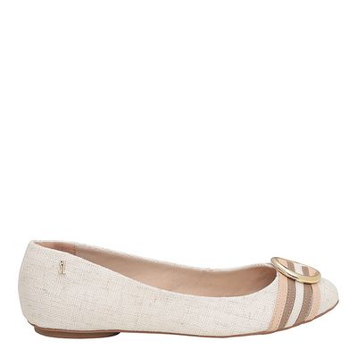 Sapatilha em Linho Listras Off White