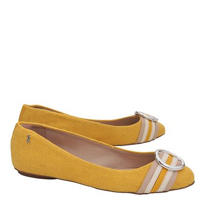 Sapatilha em Linho Listras Amarelo