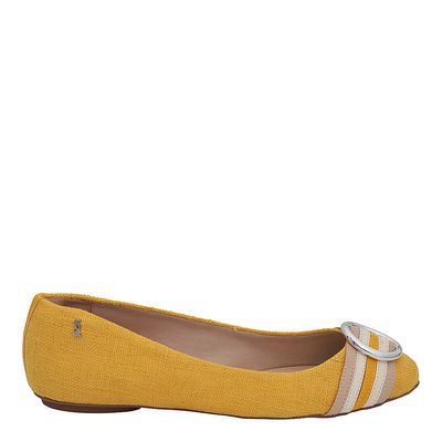 Sapatilha em Linho Listras Amarelo