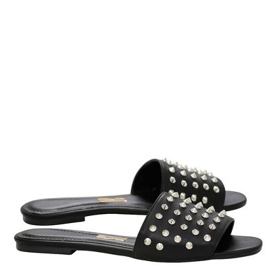 Rasteira New Couro Pelica Soft Rebite Preto