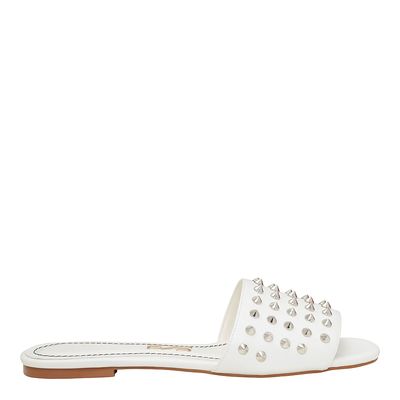 Rasteira New Couro Pelica Soft Rebite Branco
