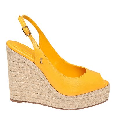 Peep Toe Salto Alto Anabela Amarelo