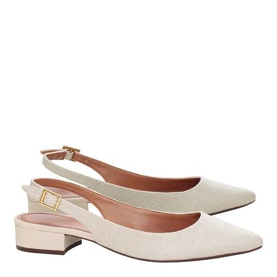 Sapatilha Antalia Salto Baixo Off White