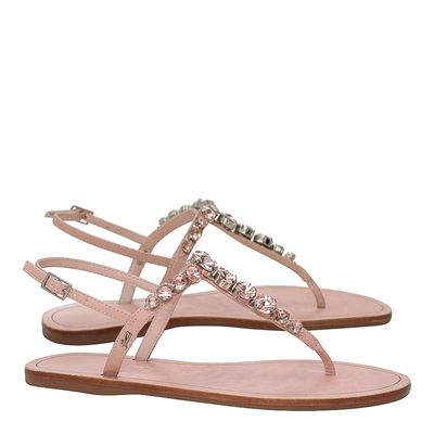 Rasteira New Couro Pelica Soft Pedraria Rosa