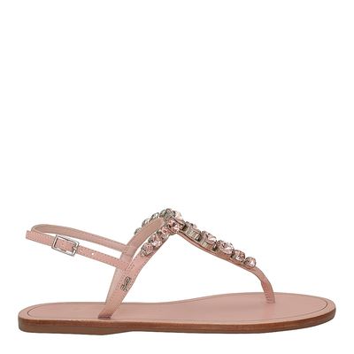 Rasteira New Couro Pelica Soft Pedraria Rosa