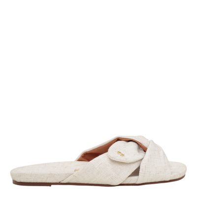 Rasteira Linho Cruzada Off White