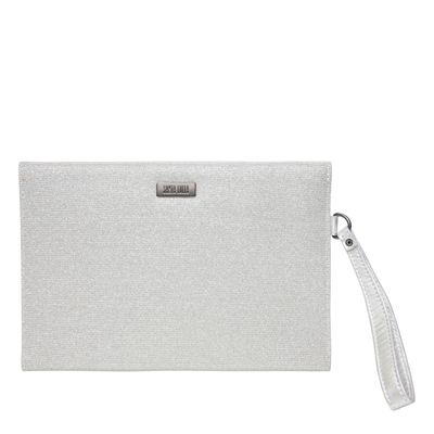 Clutch Tecido Metalizado Prata