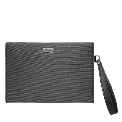 Clutch Tecido Metalizado Preto