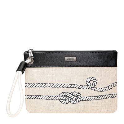 Clutch Linho Corda Bege e Preto