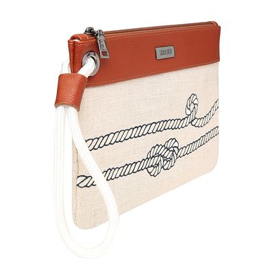 Clutch Linho Corda Bege e Marrom