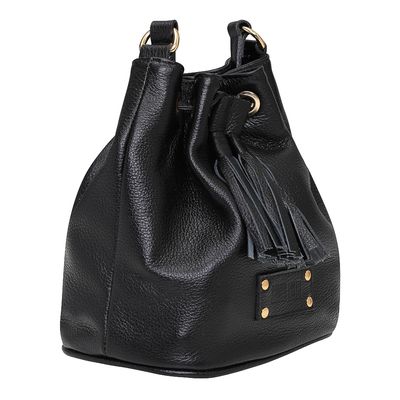 Bolsa Saco Couro Floater Média Preta
