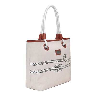 Bolsa Shopper Linho Corda Bege e Marrom