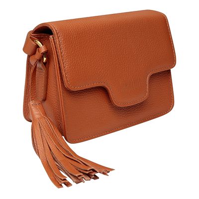 Bolsa Couro Floater Franja Pequena Marrom
