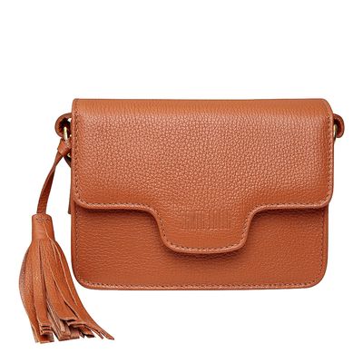 Bolsa Couro Floater Franja Pequena Marrom