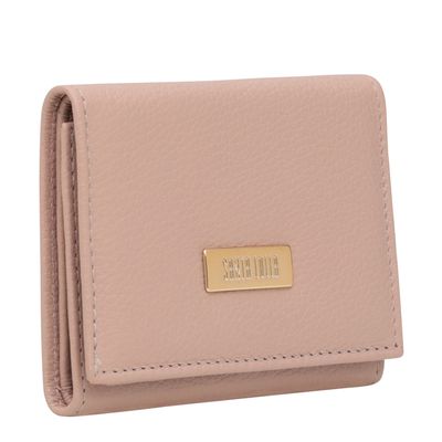 Carteira Couro Texturizada Envelope Rosa Claro