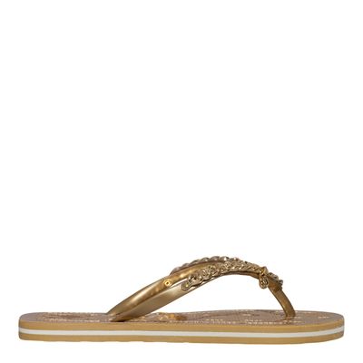 Chinelo Flip Flop Matelassê Dourado Metalizado