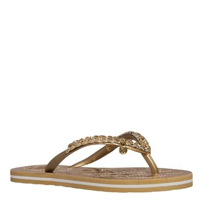 Chinelo Flip Flop Matelassê Dourado Metalizado