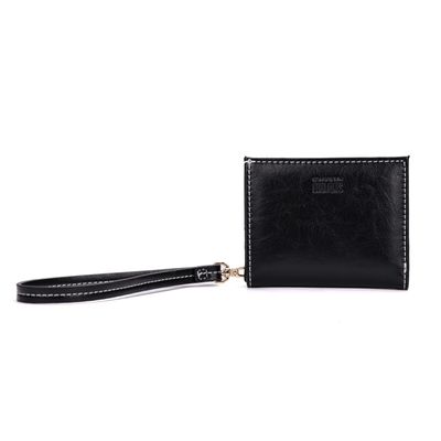 Carteira Rustica Preta Alça De Mão