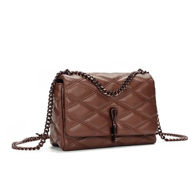 Bolsa Soft Marrom Alça Corrente Transversal