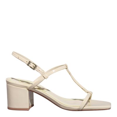 Sandália Verniz Anzeli Off White Salto Baixo