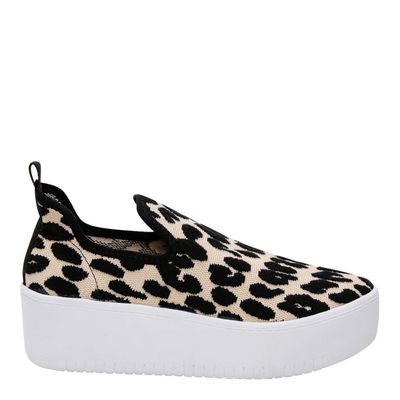Tênis Slip On Knit Sola Alta Animal Print