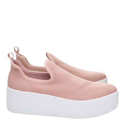 Tênis Slip On Knit Sola Alta Rosa