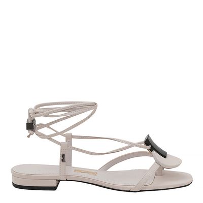 Rasteira Tiras Metal Off White