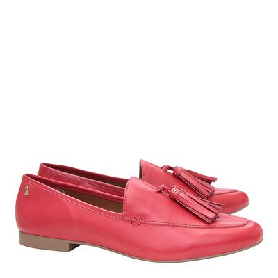 Mocassim Couro Nobre Vermelho