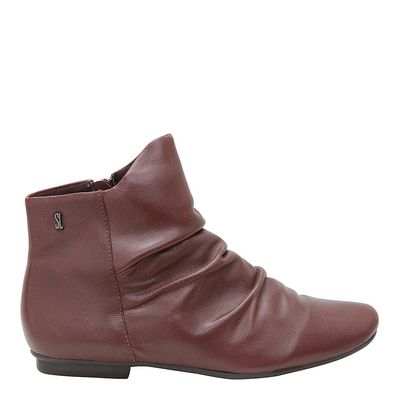 Bota Slouchy Marrom Couro Cano Baixo