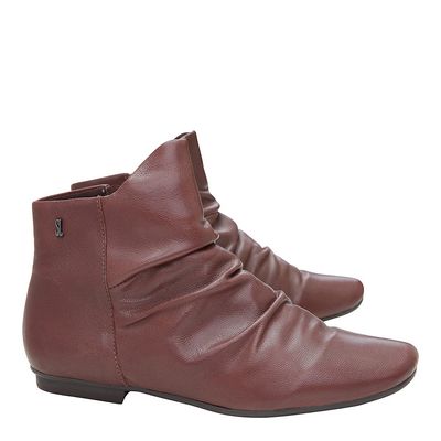 Bota Slouchy Marrom Couro Cano Baixo