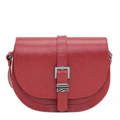 Bolsa Couro Pequena Tiracolo Fivela Vermelho