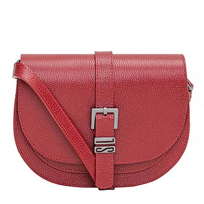Bolsa Couro Pequena Tiracolo Fivela Vermelho