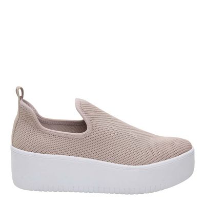 Tênis Slip On Knit Sola Alta Bege