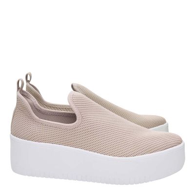 Tênis Slip On Knit Sola Alta Bege