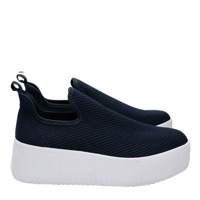 Tênis Slip On Knit Sola Alta Azul Marinho