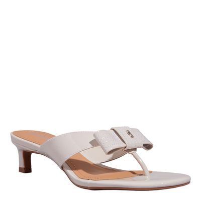 Mule Laço Verniz Anzeli Salto Fino Baixo Off White