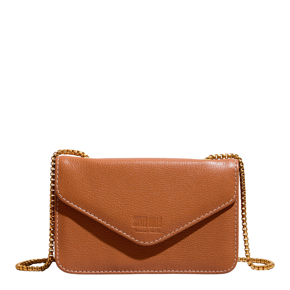 Bolsa Envelope Couro Floater Caramelo Alça Transversal