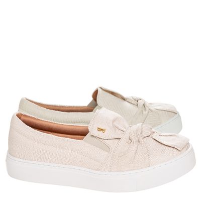 Tênis Slip On Laço Antalia Bege