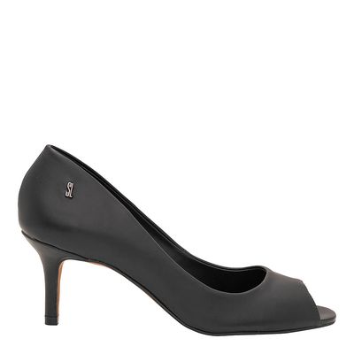 Peep Toe Ecoweart Salto Baixo Preto