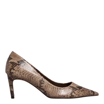 Scarpin Couro Salto Fino Animal Print Cobra