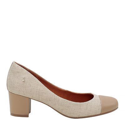 Scarpin Linho Gaudi Areia