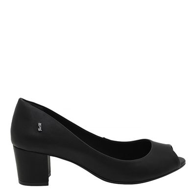 Peep Toe New Couro Pelica Soft Preto